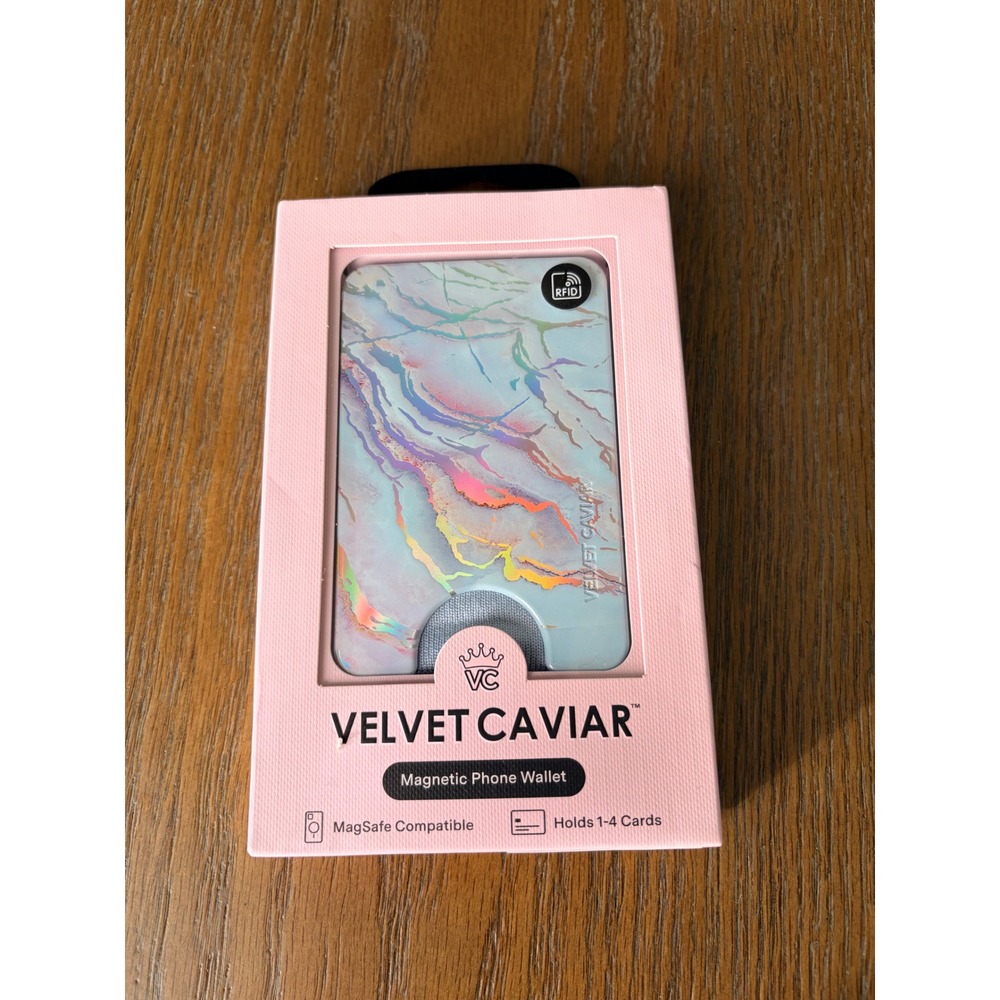 Velvet Caviar MagSafe Magnetic Phone Wallet Holographic Marble RFID Blocking